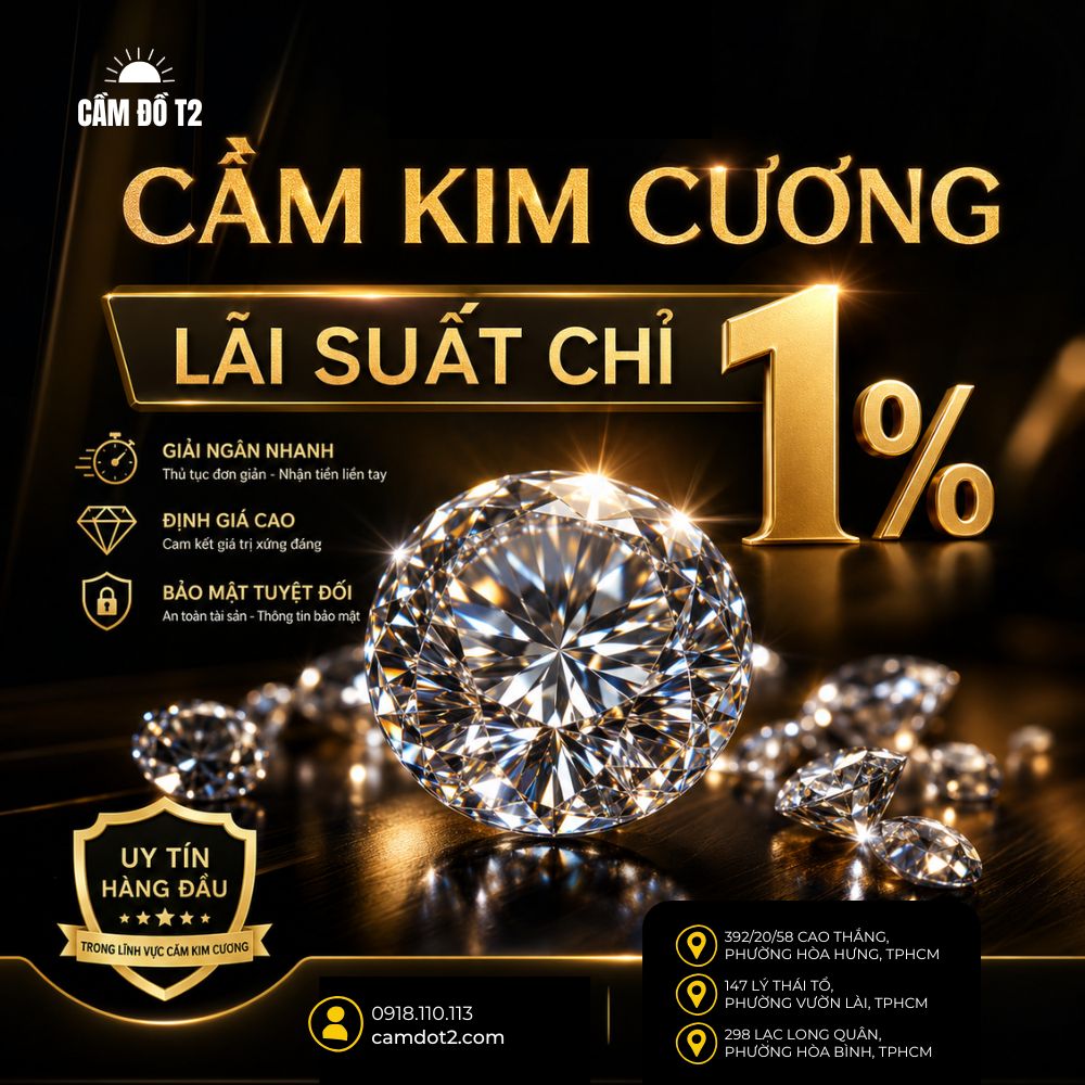 Đăng ký cầm kim cương không giấy tại hệ thống Cầm Đồ T2