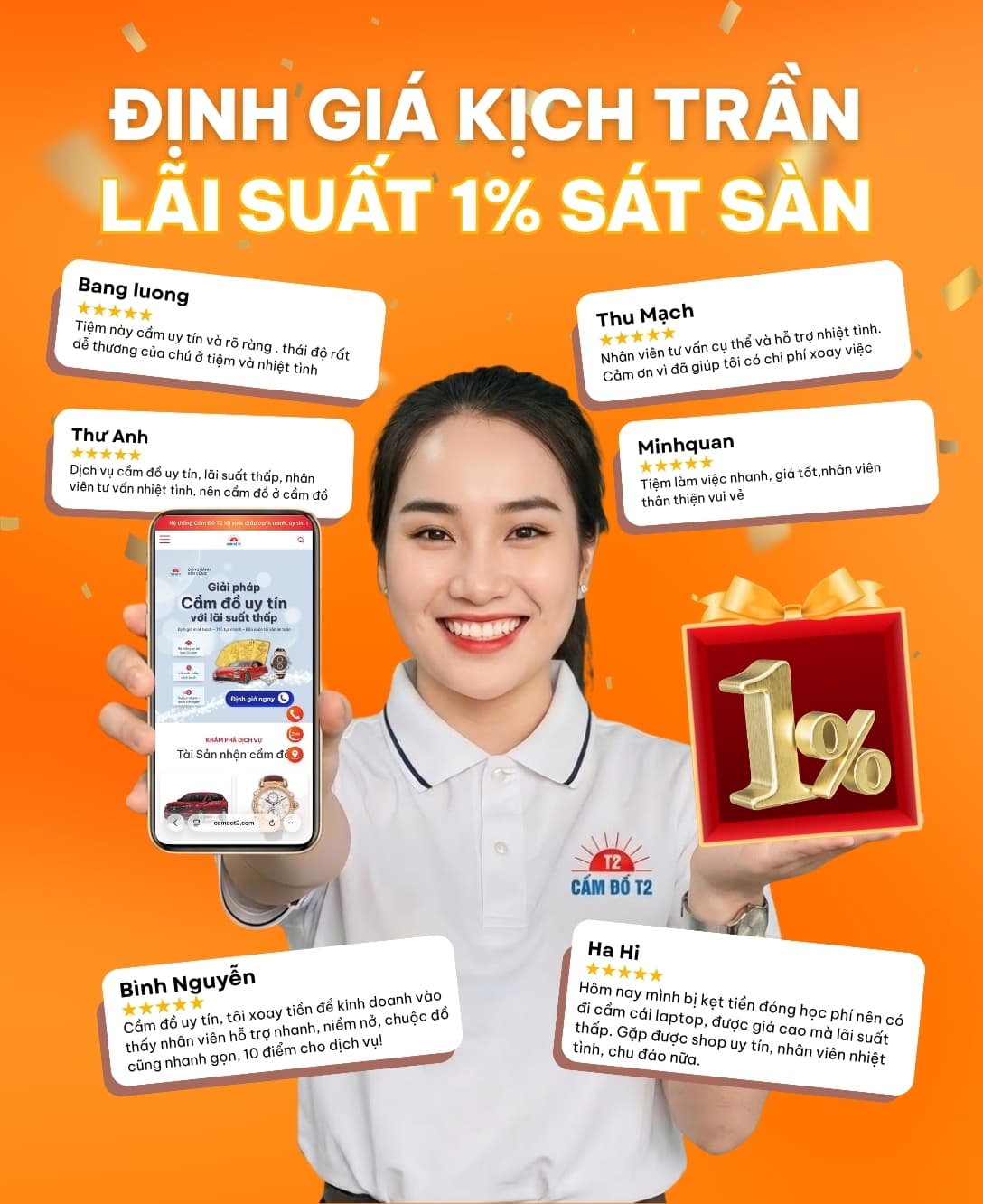 Dịch vụ cầm đồ tại cầm đồ T2 với lãi suất chỉ 1% khi cầm cố đồng hồ