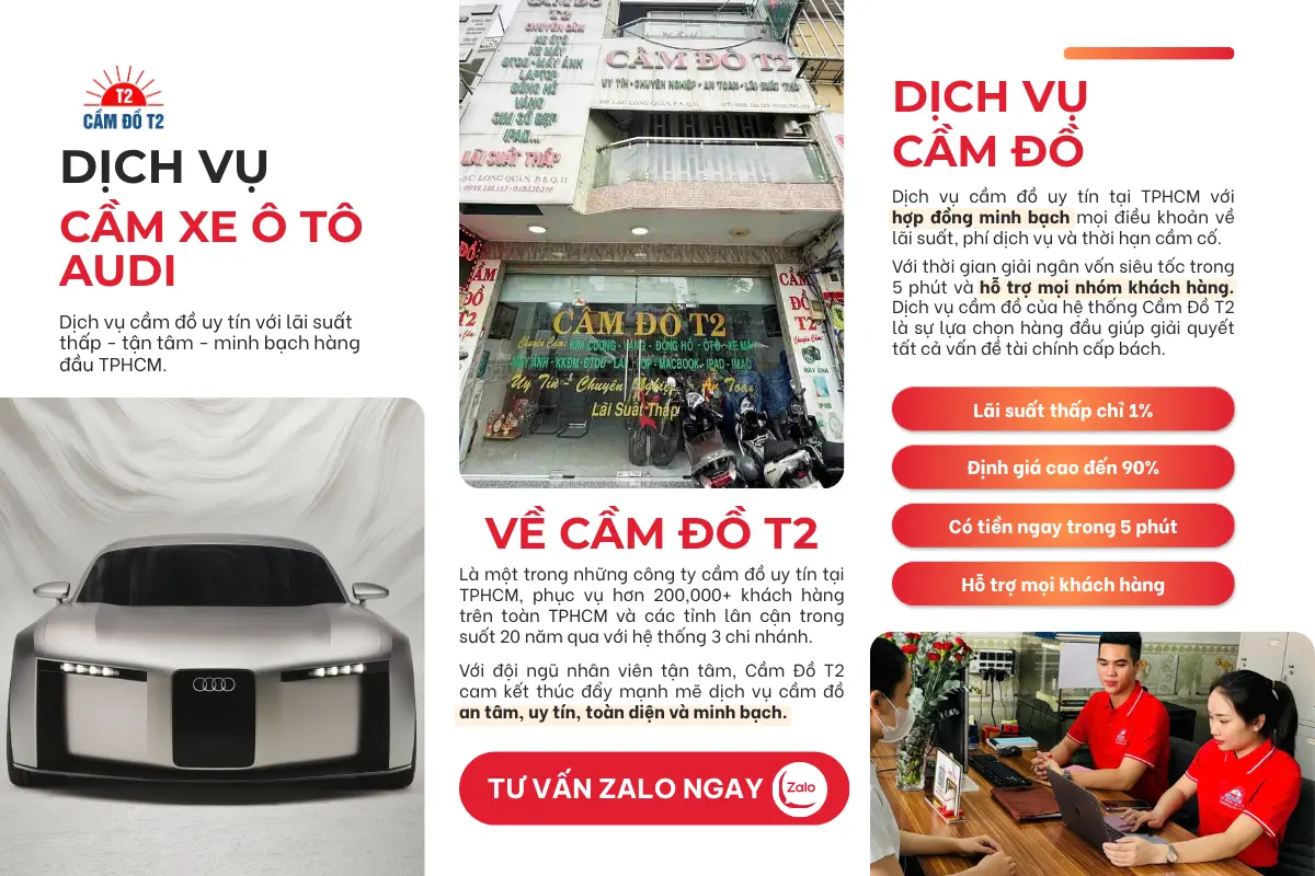 Dịch vụ cầm xe Audi tại Cầm Đồ T2