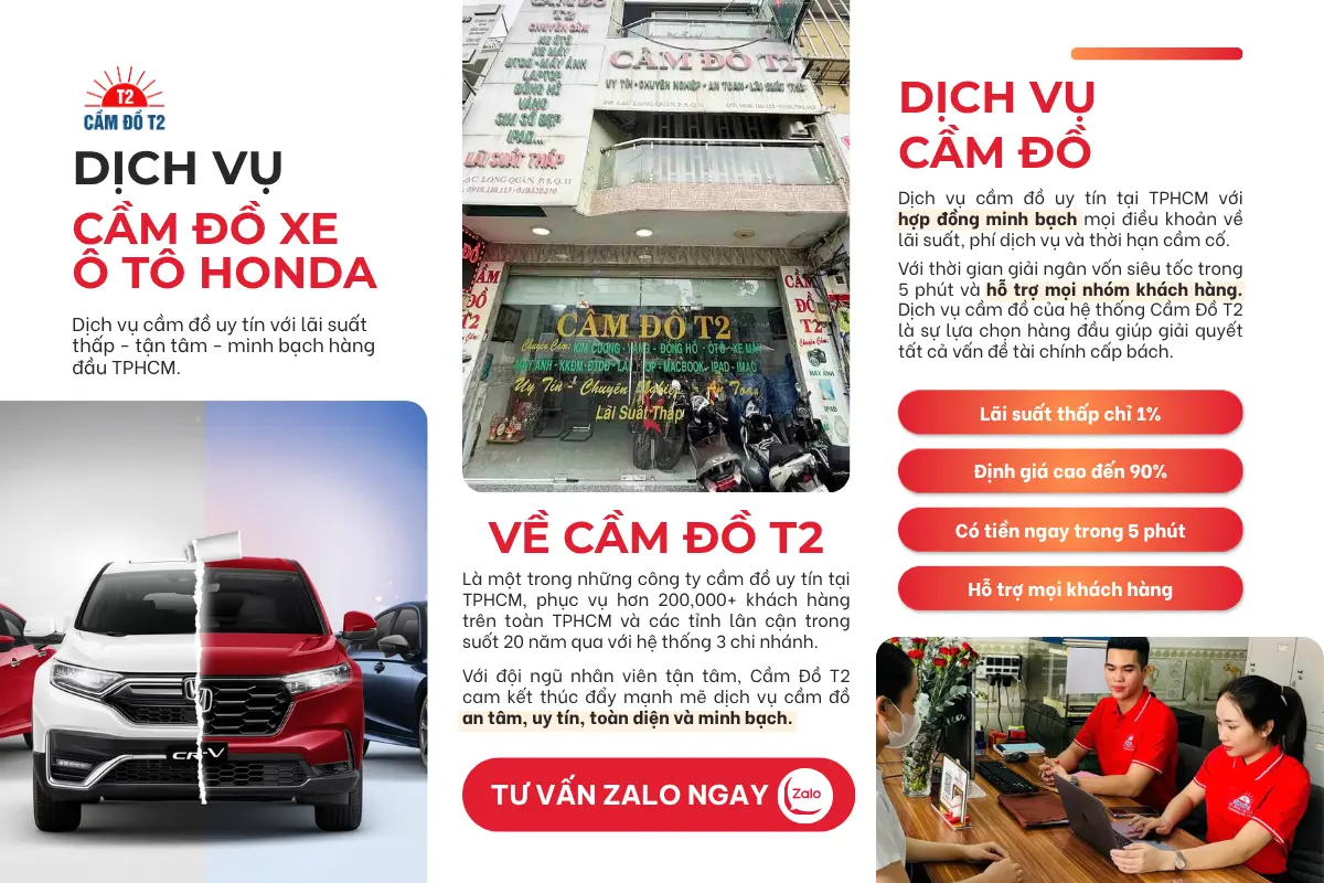 Cầm đồ xe ô tô Honda lãi suất thấp chỉ 1%