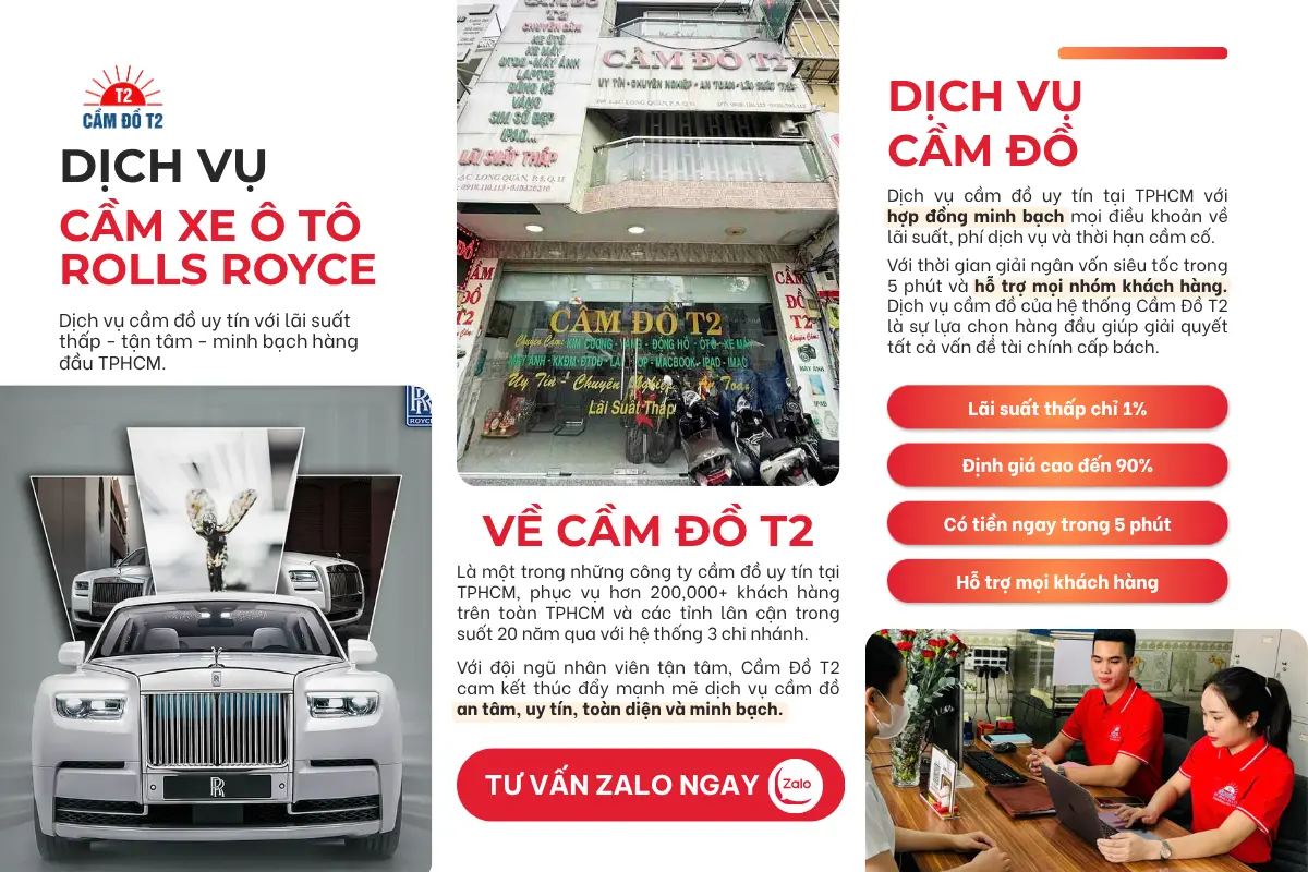 Dịch vụ cầm đồ xe ô tô uy tín của hệ thống Cầm Đồ T2